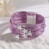 Multilayer Leather Bracelet with Star Charm and Magnetic Closure for Women