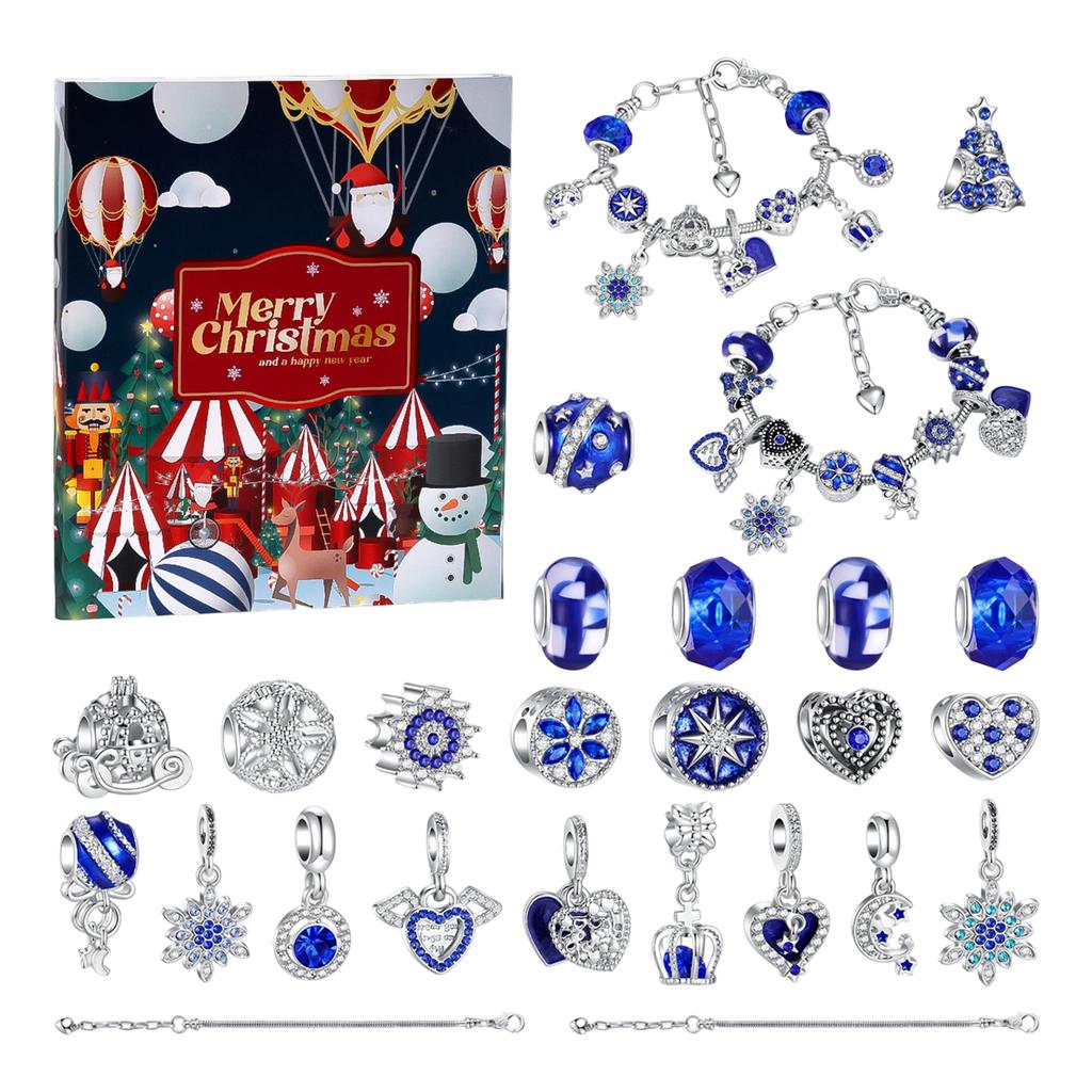 -Day Christmas Advent Calendar with Alloy Bracelet Jewelry Set, Gift for Women and Girls