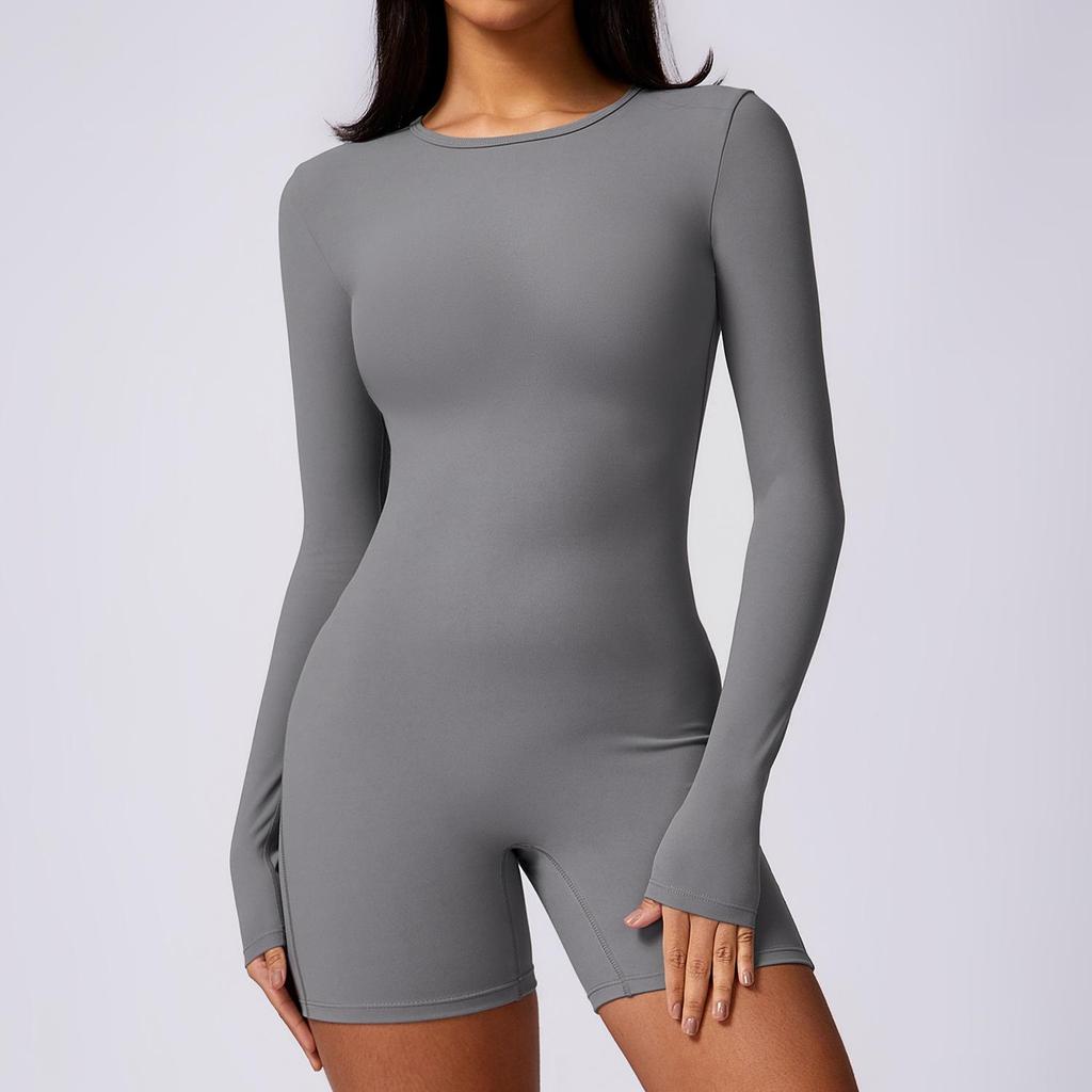 "Women's Quick-Dry Nude Hip-Lift & Back-Enhancing Yoga Jumpsuit - Slimming Fitness & Tight Fit"