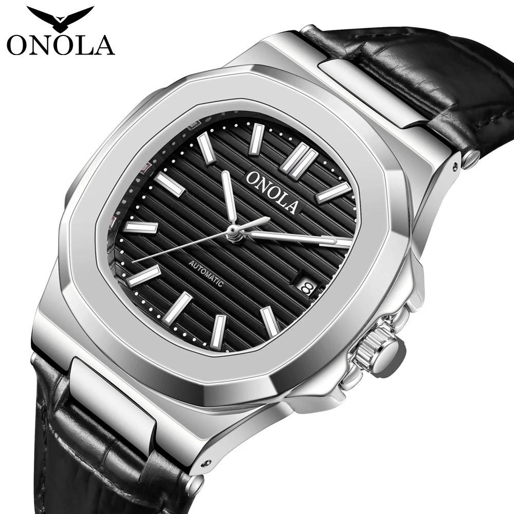 ONOLA 3853 Mechanical Watches Headband Material Cowhide Men Luminous Business Leather Strap Waterproof Luxury Automatic Movement