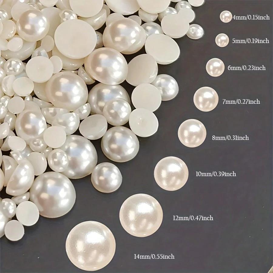Half-Faced Round ABS Plastic Beads Flat-Backed Cabochons Beige Model BM Opp Bag Nail Art Phone Cases DIY Ladies Jewelry Making