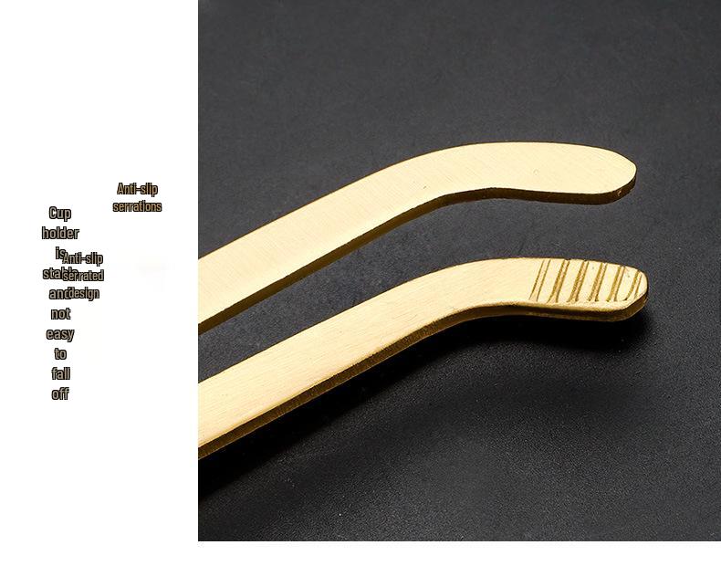 Pure Copper Tea Tongs Set: Brass Tweezers for Gongfu Ceremony, Non-slip Cup Holder, Gift Box Included