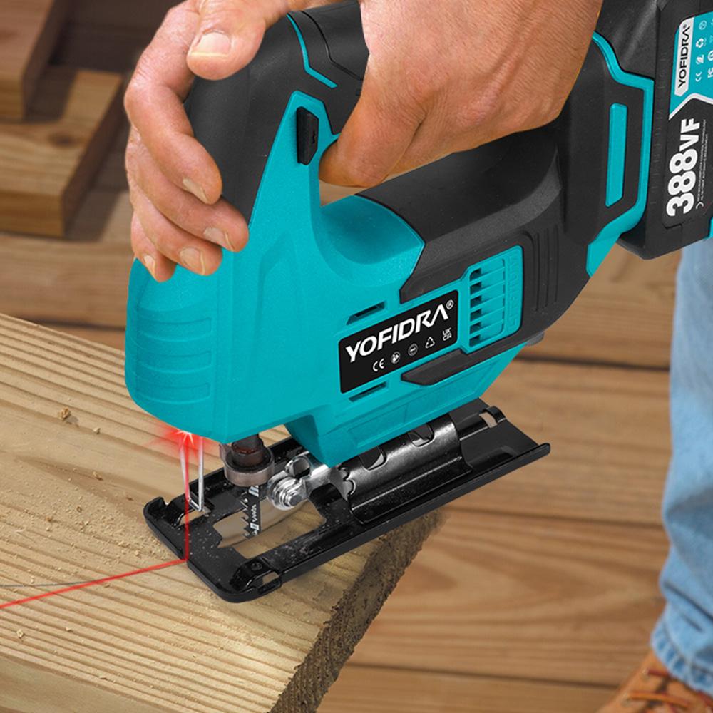 Yofidra Brushless 19mm Electric Jig Saw Infrared Laser Curve Saw Variable Speed MultiFunction Cutter For Makita 18V Battery Pin