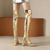 Overknee-Stiefel für Damen mit Reißverschluss, Gold/Silber, Overknee-Stiefel für Damen