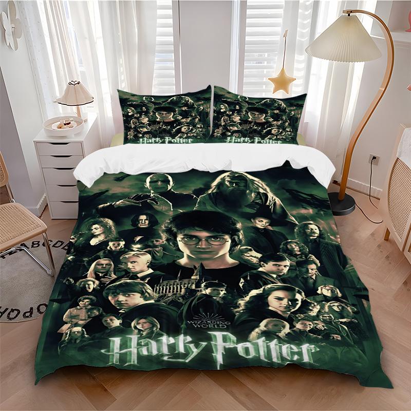 

3pcs Harry Potter Fantasy Bedding Set, Soft Polyester Duvet Cover and Pillowcases Machine Washable Seasons all suitable 87 135x200cm