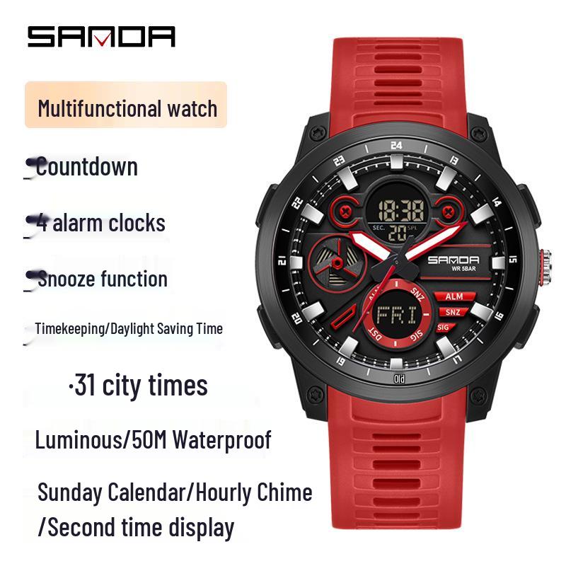 Sanda Unisex Digital Sports Watch with 4 Alarms, Outdoor Stopwatch, and Running Timer