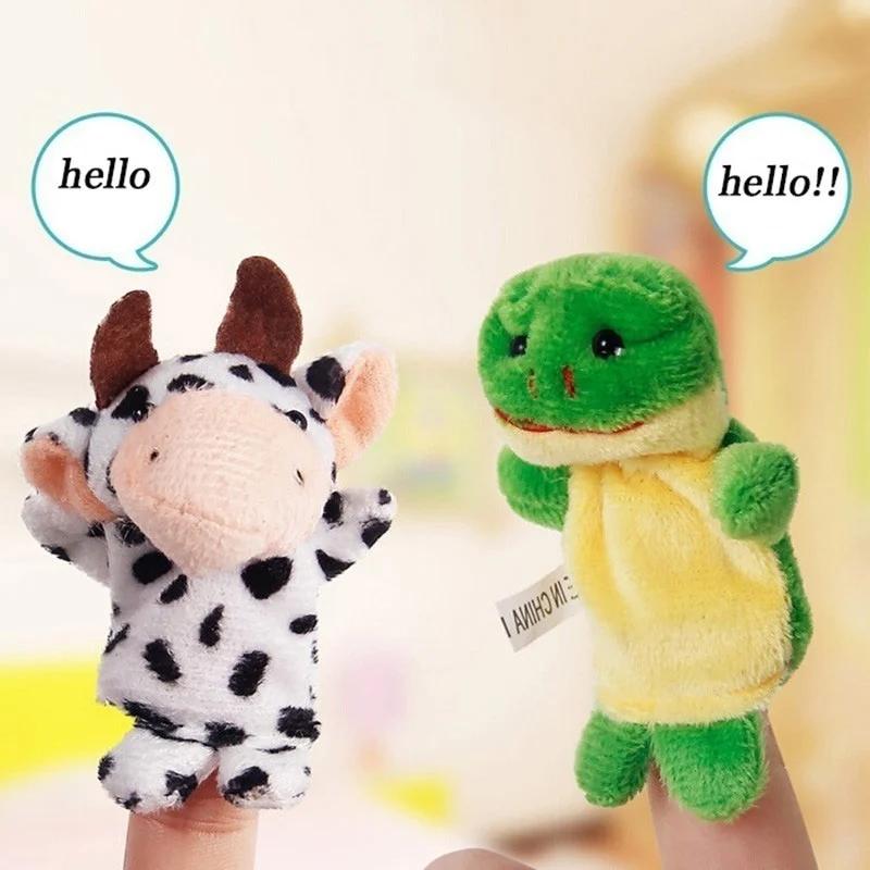 10 Pcs Cartoon Biological Animal Finger Puppet Plush Toys Dolls Child Baby Favor Mini Decoration Room Accessories