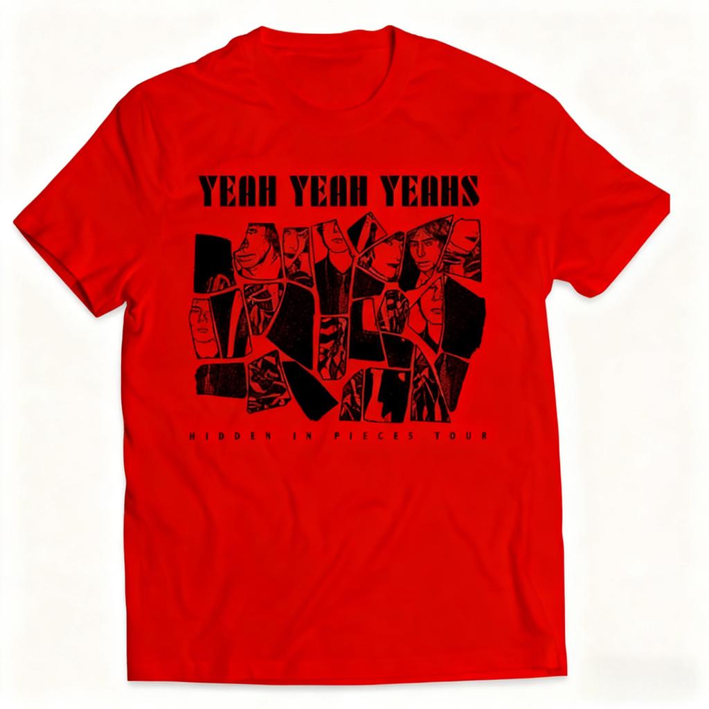 Yeah Yeah Yeahs T-shirt med Hidden in Pieces Tour Collage Grafik Stilfullt Rockband Ren Bomull Unisex Mode Lösa T-shirts