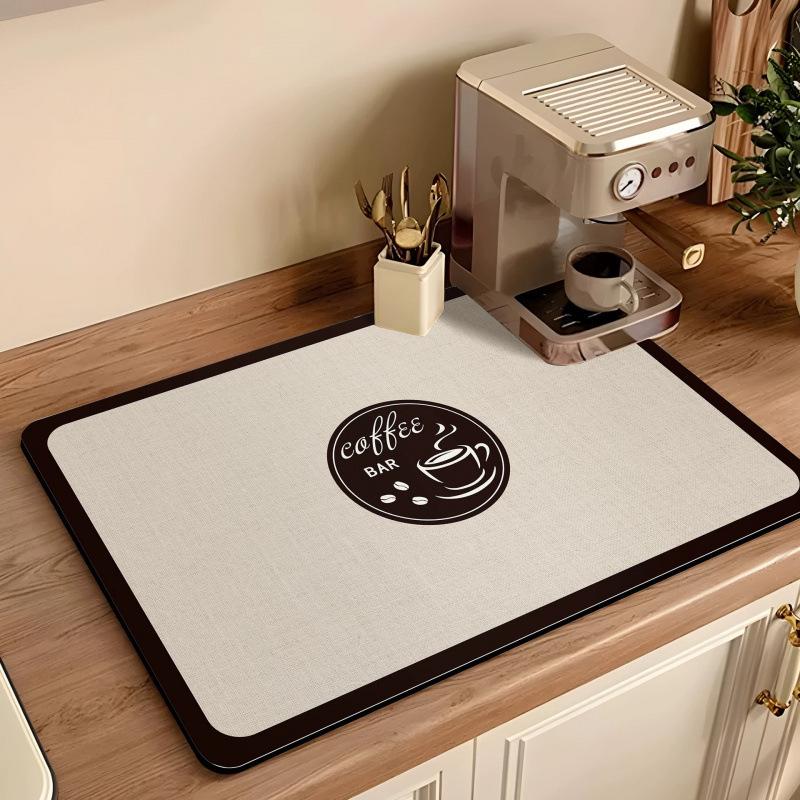 American Retro Coffee Machine Diatom Mud Draining Mat - Kitchen Countertop Heat-Resistant Tableware Drying Pad