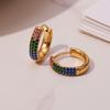 Qiong Yao Zircon Three-Row Diamond U-Shape Ear Cuff, 18k Gold Plated Stainless Steel Earrings