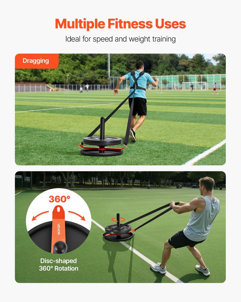 VEVOR Weight Sled, Steel Power Sled, Fitness Strength Training Sleds for Athletic Exercise Speed Improvement, Workout Fitness Equipment with Harness