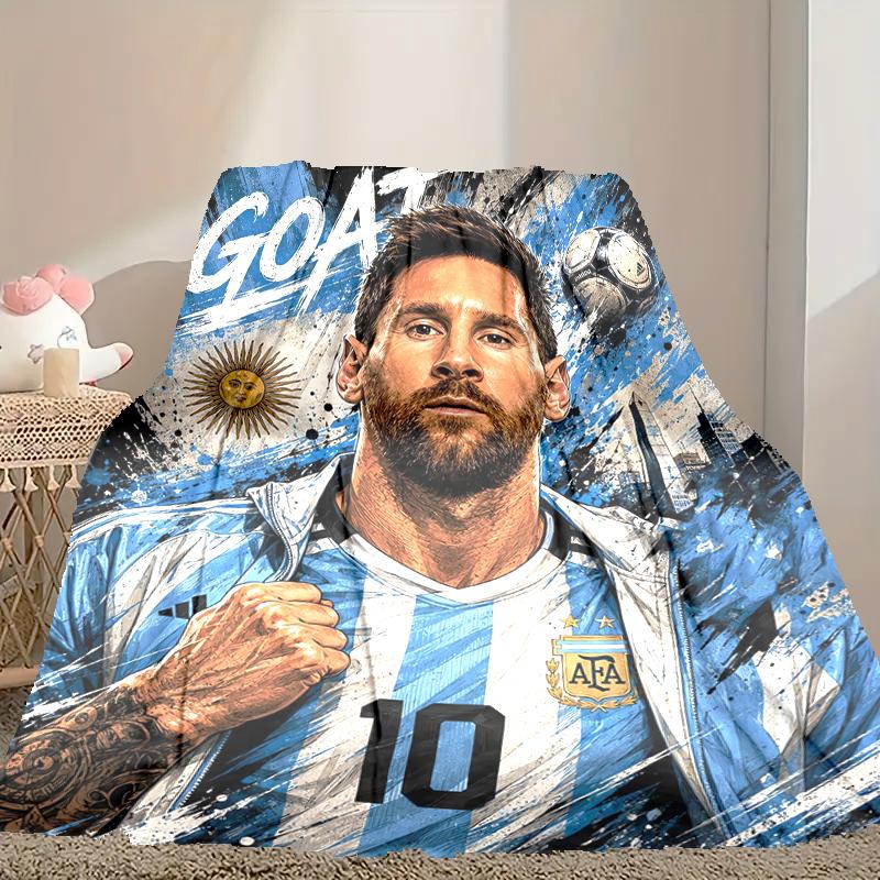 1pc Football Star Messi Blanket, Cozy Valentine's Day Blanket, Multi-functional Nap Blanket Available Throughout the Four Seasons