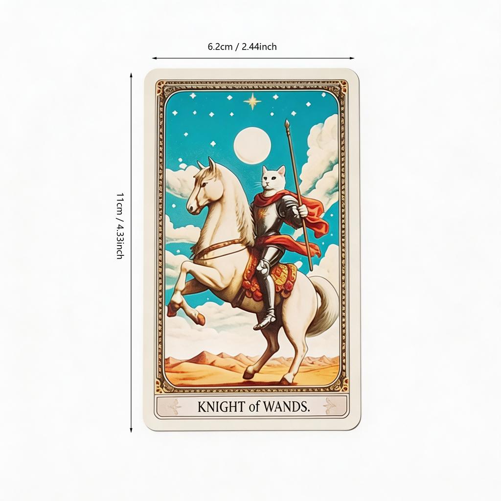 Baraja de Tarot del Gato 78 Cartas con Guía, Tarjetas de Tarot con Temática de Gato Blanco Lindo 11*6.2cm Cartas de Adivinación en Caja de Lata Portátil