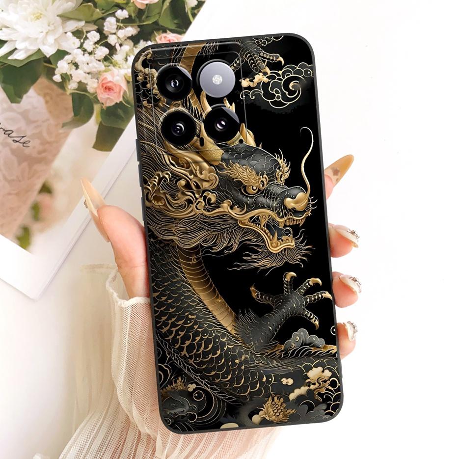For Xiaomi Mi 14 Pro Case Cool Owl Dragon Painted Cover Soft Silicone Matte Phone Case For Xiaomi 14 Pro Mi14 5G Back Cover Bags
