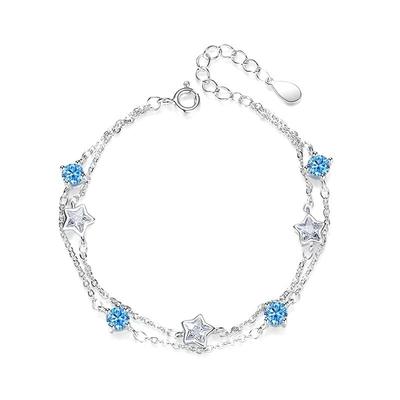 Double Layer Star Blue Diamond Bracelet Light Luxury Bracelet For Women Best Friend Gift