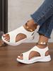 Women's Plus Size Breathable Knit Flat Sandals - European & American Casual Thick-Soled Beach Sandals