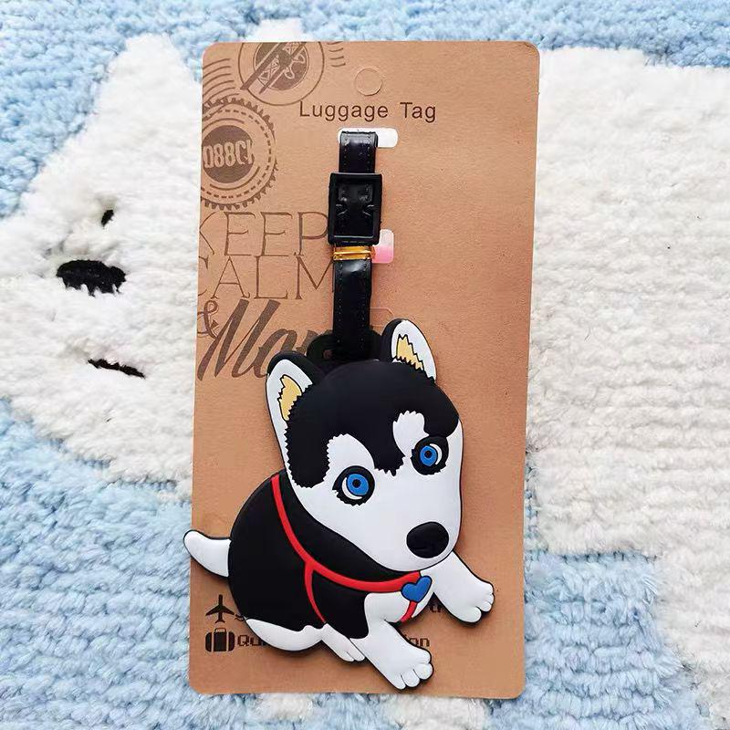 Etichetă moale din cauciuc pentru bagaje, cu desene animate: Bichon Maltez, Golden Retriever și Corgi