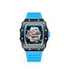 Domineering High-Value Fashion Trend Luminous Waterproof Wine Barrel-Shaped Men'S Watch Silver Dragon