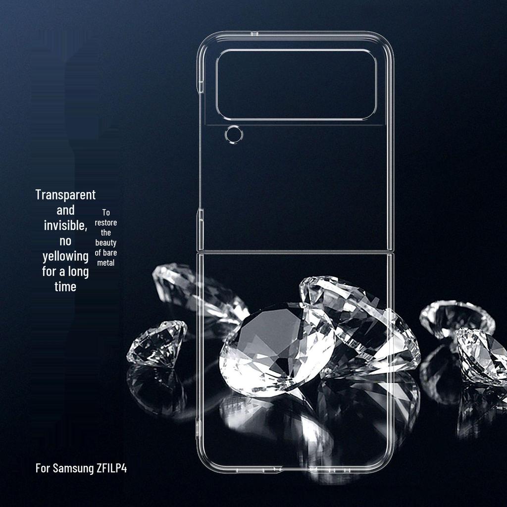 Samsung Z Flip7 Fully Transparent PC Case with 5-Fold Screen Protection and Zipper