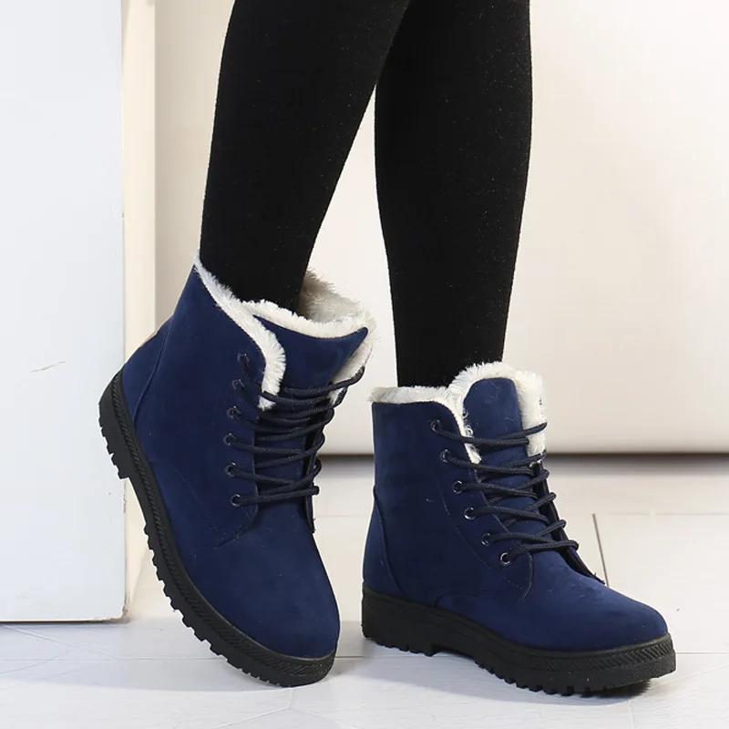 Plateau-Stiefel Winter Warme Pelz-Stiefeletten für Damen Schneestiefel Übergröße 36-44 Niedriger Absatz Botas Mujer Schuhe für Damen