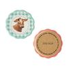 Set of 4 Gingham Ranch Coasters Stoneware Decorative Functional Water Stain Protection Hand Wash Unique Novelty Designs Durable