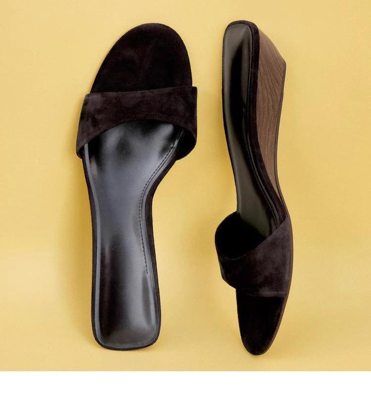 Fashion Summer New One-Strap Slippers For Beach Vacation. Women Wearing Slippers Over Flip-Flops