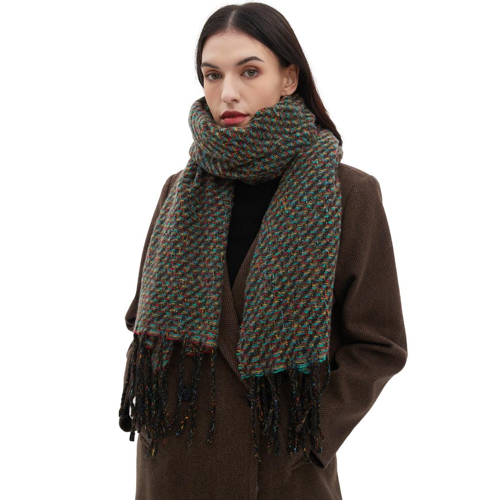 New Scarf Autumn and Winter Men's and Women's Fringed Colored Flower Scarf Shawl