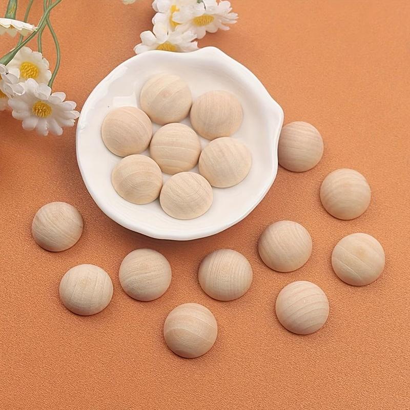 5/10/20/30/50Pcs Natural Half Wooden Beads Half Unfinished Wood Balls Split Wood Beads For Diy Craft Toy Home Decor
