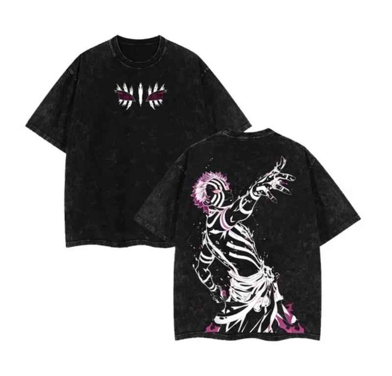 2026 Streetwear Demon Slayer Vintage Washed T-shirt Oversized Man Women Short Sleeve Tee Anime Printed Casual Tops Summer Y2k