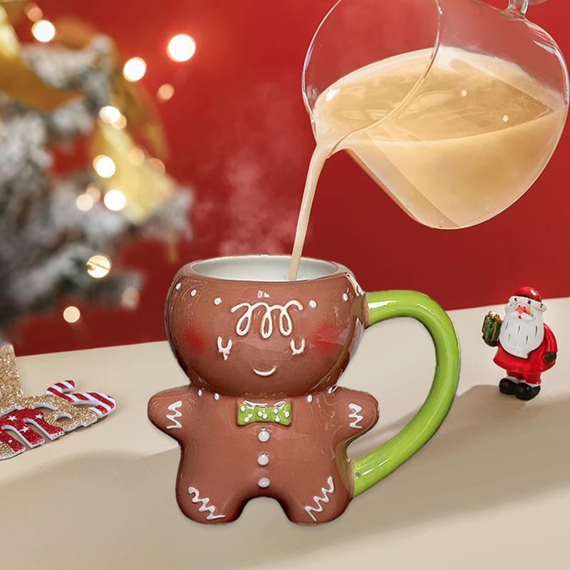 280ml Lebkuchenmann Weihnachtsbecher 3D Lebkuchenmann Keramiktasse Milch Kaffee Wasserbecher KawaiiWeihnachtsbecher