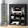 Fabric Wardrobe, with Rails and Shelves - Black