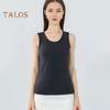 Colete térmico feminino de inverno, sem costura, veludo, trava rápida de temperatura, gola redonda, ajuste fino, elástico, sem mangas, roupa interna, parte inferior, regata