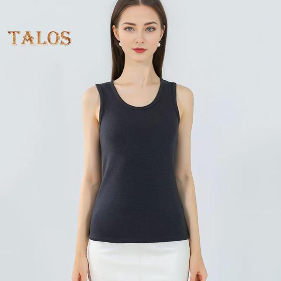 Zimní Dámská zateplená vesta Bezešvá Sametová Rychlá Temperature Lock Kulatý výstřih Slim Fit Elastická vnitřní nošení Bez rukávů Spodní část tílka