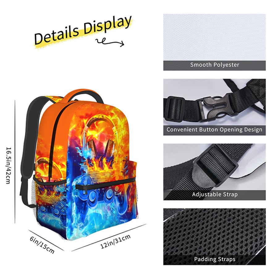 Headphone Game Controller Design Backpacks For Boy And Girls Best Gifts 2D Flat Cartoon School Bag For Children