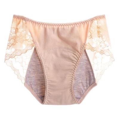 Women Menstrual Panties Lace Solid Color Plus Size Butt-lifted Mid Waist Seamless Elastic Period Leakproof Briefs Underpants Fem
