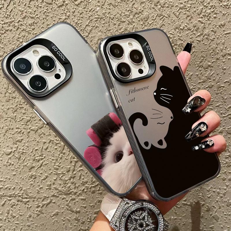 Cute Cartoon Black Cat Case for  Poco X6 F5 X5 M6 Pro Mi 14 13 13T Pro 12 12T 12X 11 Lite 5G NE Plating Matte Hard Cover