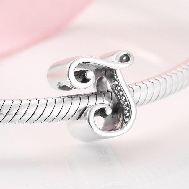 925 Sterling Silver Fashion Delicate A To Z Alphabet Letter Beads Fit Charms 925 Bracelets Bangles Diy Jewelry