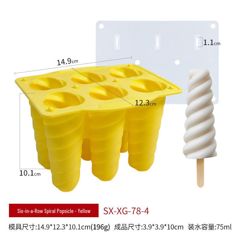 Sanxin 6-Spiral Silicone Mold for Homemade Ice Cream Popsicles