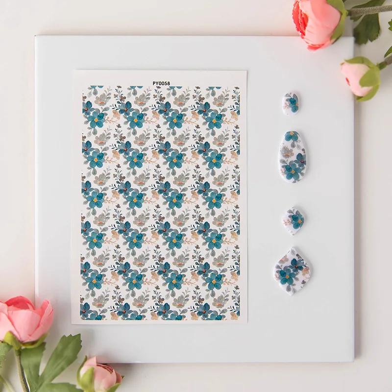 Flower Plant Butterfly Painted Pattern Polymer Clay Watercolor Transfer Paper Earring Jewelry Pottery DIY Water-soluble Stickers