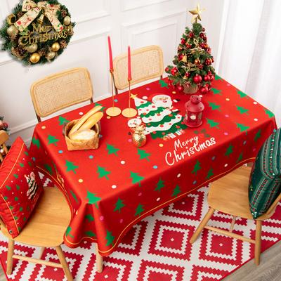 Year 'S Day Santa Claus Tablecloth Restaurant Decoration Tablecloth Waterproof And Antifouling Lattice Coffee Table Cloth