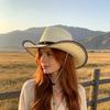 Cowboy Hat Western Male and Female Duck Tongue Fisherman Eaves Sunscreen Straw Hat Outdoor Shading Tourism Mountaineering Tibetan Self-operated