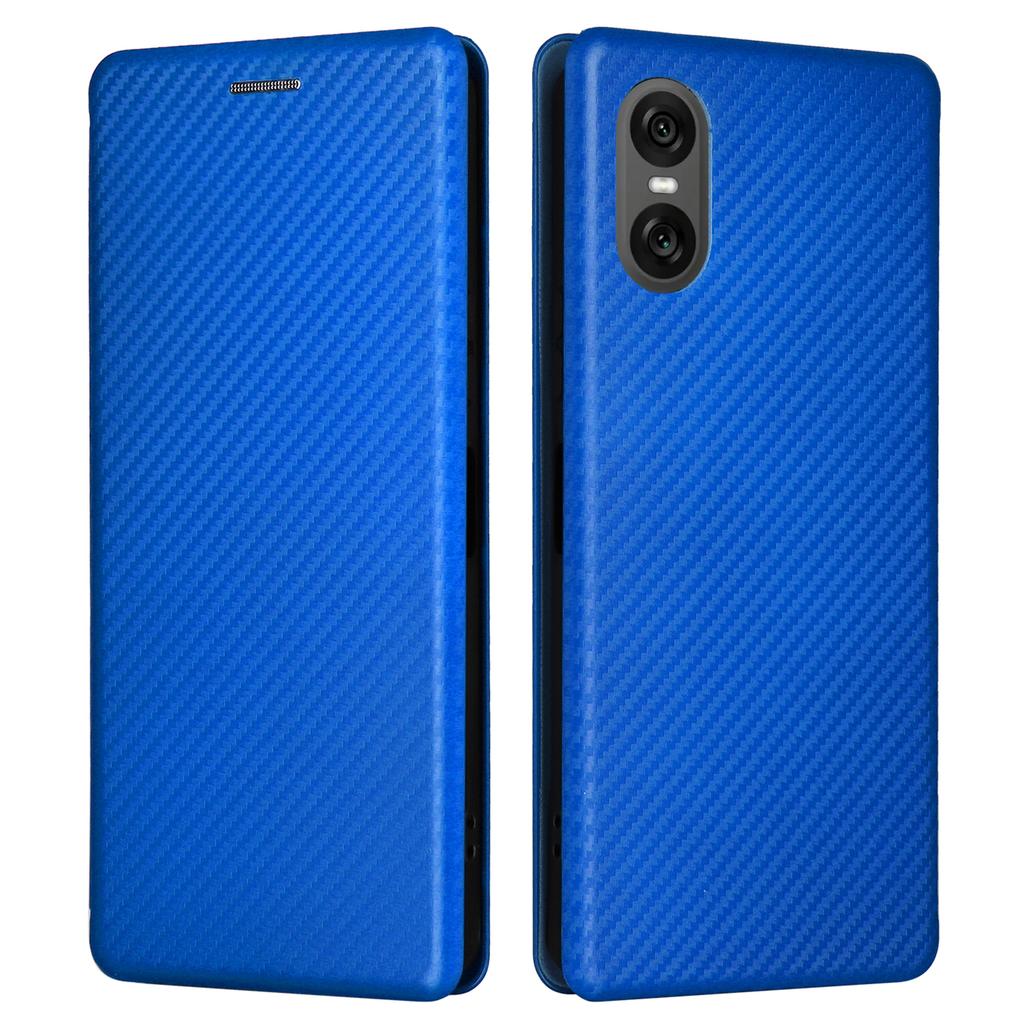 For Sony Xperia 10 VI Case with Card Holder Carbon Fiber Texture Leather Phone Cover