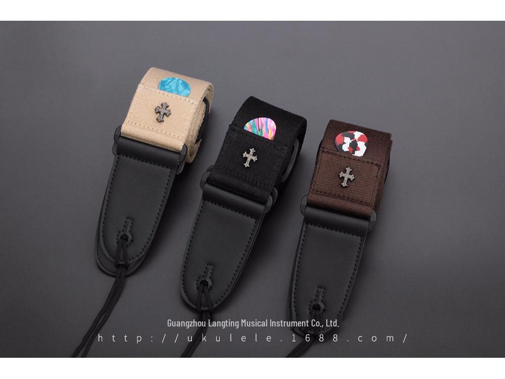 Cotton Folk Acoustic Guitar Strap with Pick Holder - Musical Instrument Accessories for Electric Guitar & Bass