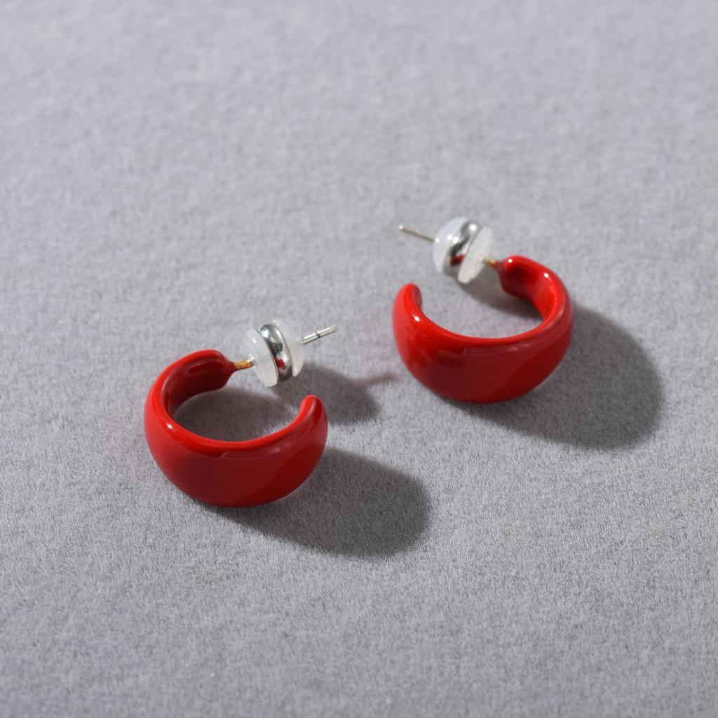 Early Spring Texture Drip Glaze Small Earrings S925 Silver Needle Stud Earrings Niche Design High Sense Versatile Simple Earrings
