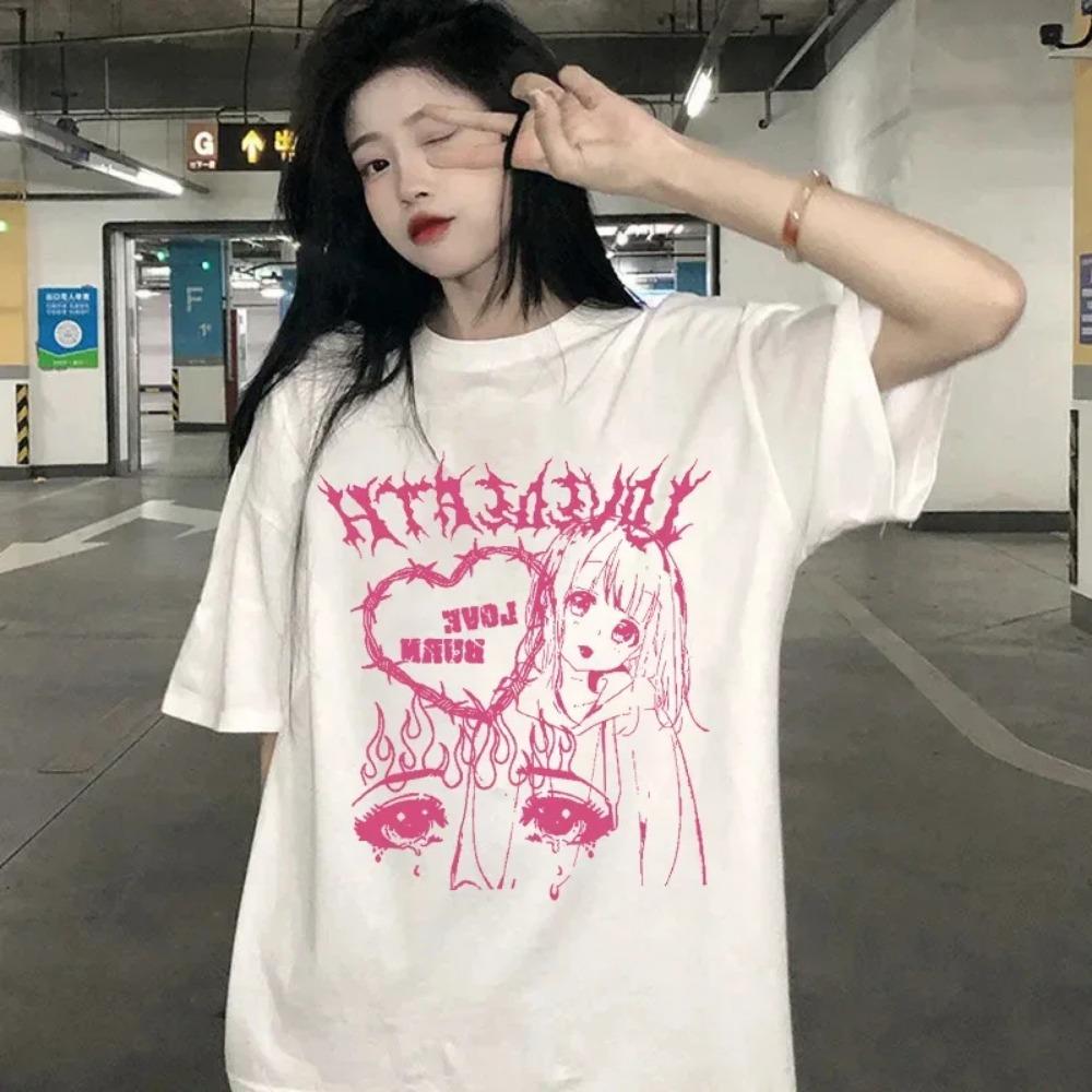 Harajuku T-shirt Women Anime T-shirt Clothes Summer Pattern Tops T-shirt Women Japanese Streetwear Women's Clothing Fashion