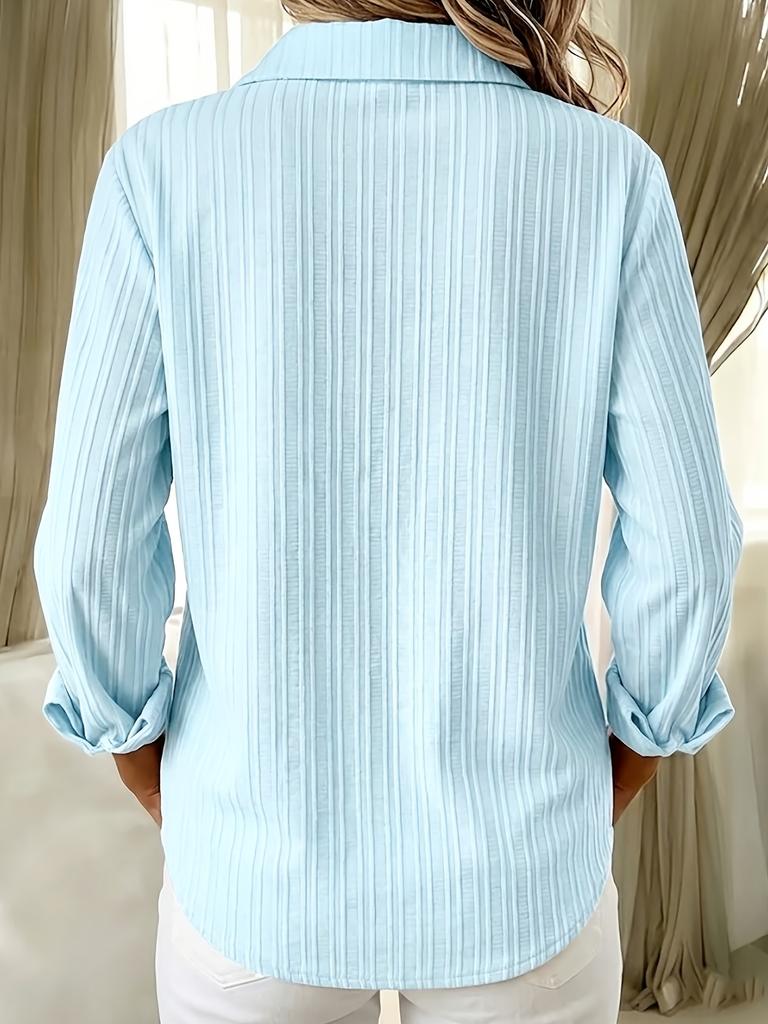 Casual Fashion Striped Women's Large Size Button Up Thin Breathable Long Sleeve Shirt Cardigan Top