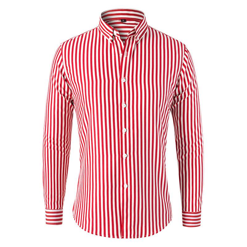 2026 Men's Slim Fit Striped Long Sleeve Shirt - Youth Fashion Business Casual