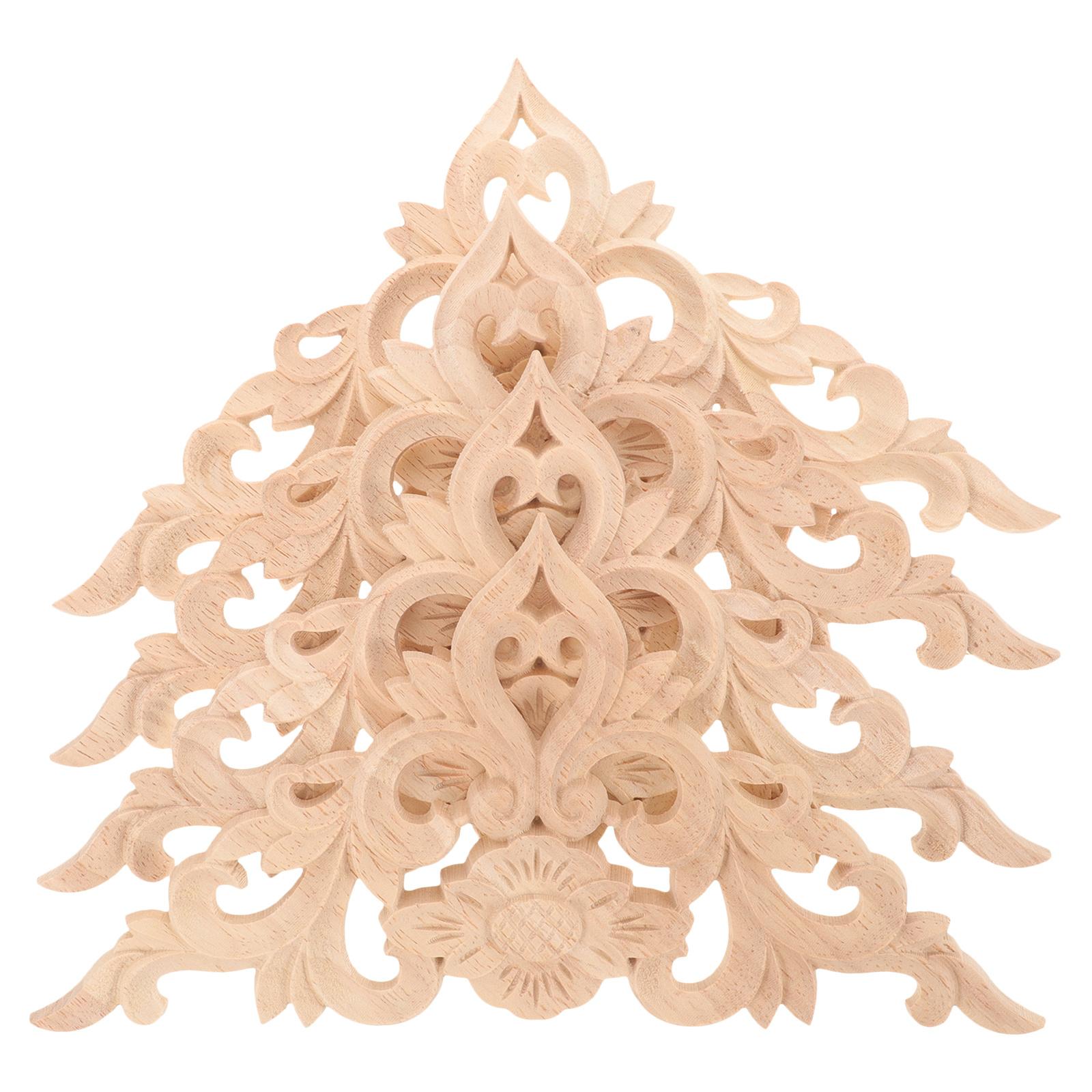 

4Pcs Rose Carved Wood Applique Solid Wood Decorative Trim Furniture Onlays Durable Corner Molding Vintage Decals other