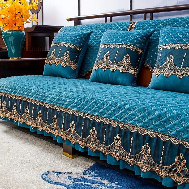 Embroidery Sofa Cover Non-slip Short Plush Couch Cover Slipcover Home Four Season Universal Modern Simple Sofa Protector Cushion