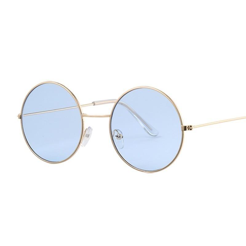 Outdoor Stylish For Female Retro Round Yellow Purple Sunglasses Woman Designer Sun Eyewear Male Alloy Mirror Oculos De Sol